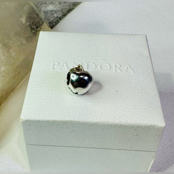 Authentic Retired Pandora Apple of My Eye Two Tone 14k & S925 Ale Charm - Picture 8 of 14